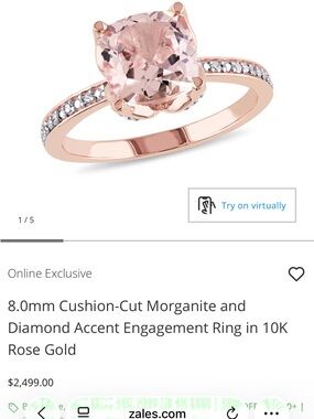 8.0mm Cushion-Cut Morganite and Diamond Accent Engagement Ring in 10K Rose Gold